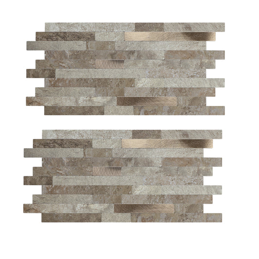 Miscasa Peel and Stick Backsplash – Ecru Slate Faux Stone Wall Tiles（12-Sheet）