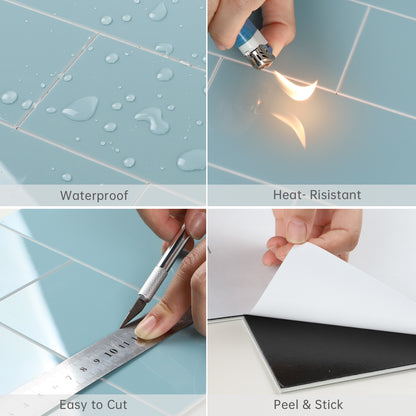 3D Glossy Blue Subway Peel and Stick Wall Tile