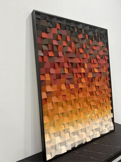 Geometric Acoustic Panel Wood  Wall Art-Sunset Glow