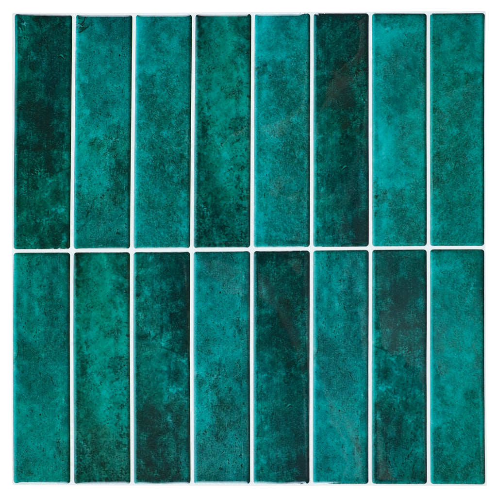 3D Green Linear Peel and Stick Backsplash Wall Tile