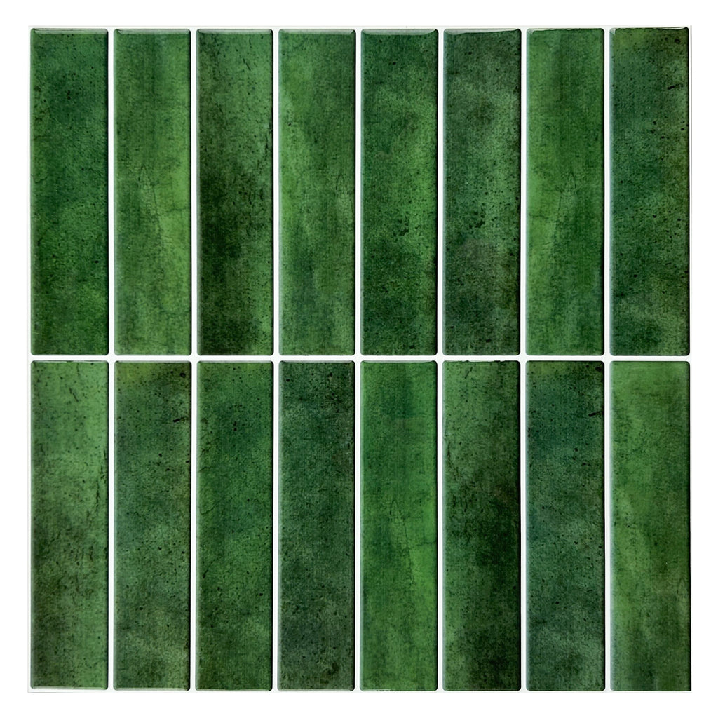 3D Green Linear Peel and Stick Backsplash Wall Tile
