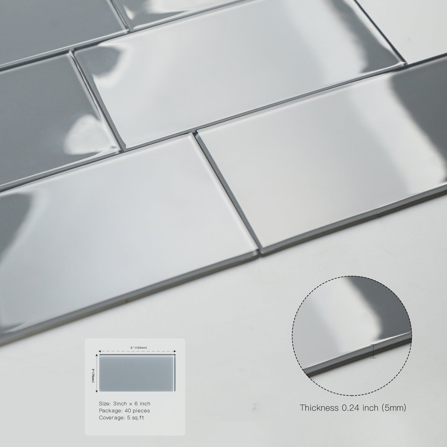 Gray Peel and Stick Backsplash Wall Tile