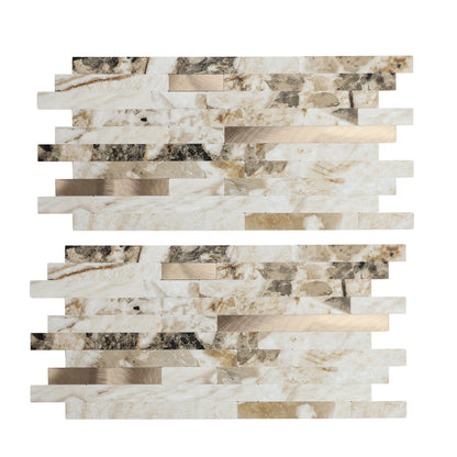 Miscasa Peel and Stick Backsplash – Amber Stone Texture Wall Tiles（12-Sheet）