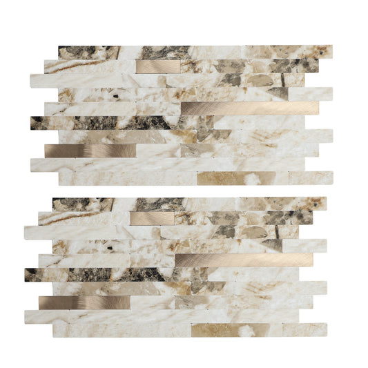 Miscasa Peel and Stick Backsplash – Amber Stone Texture Wall Tiles（12-Sheet）