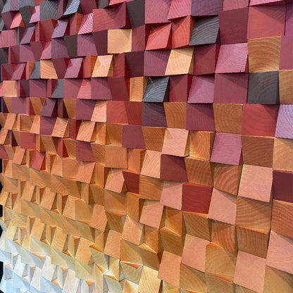 Geometric Acoustic Panel Wood  Wall Art-Sunset Glow