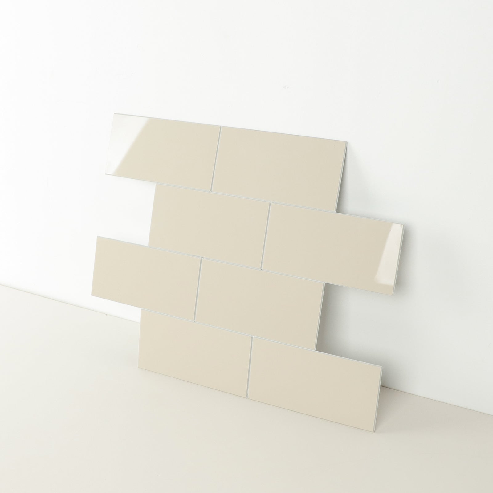 3D Glossy Beige Subway Peel and Stick Wall Tile