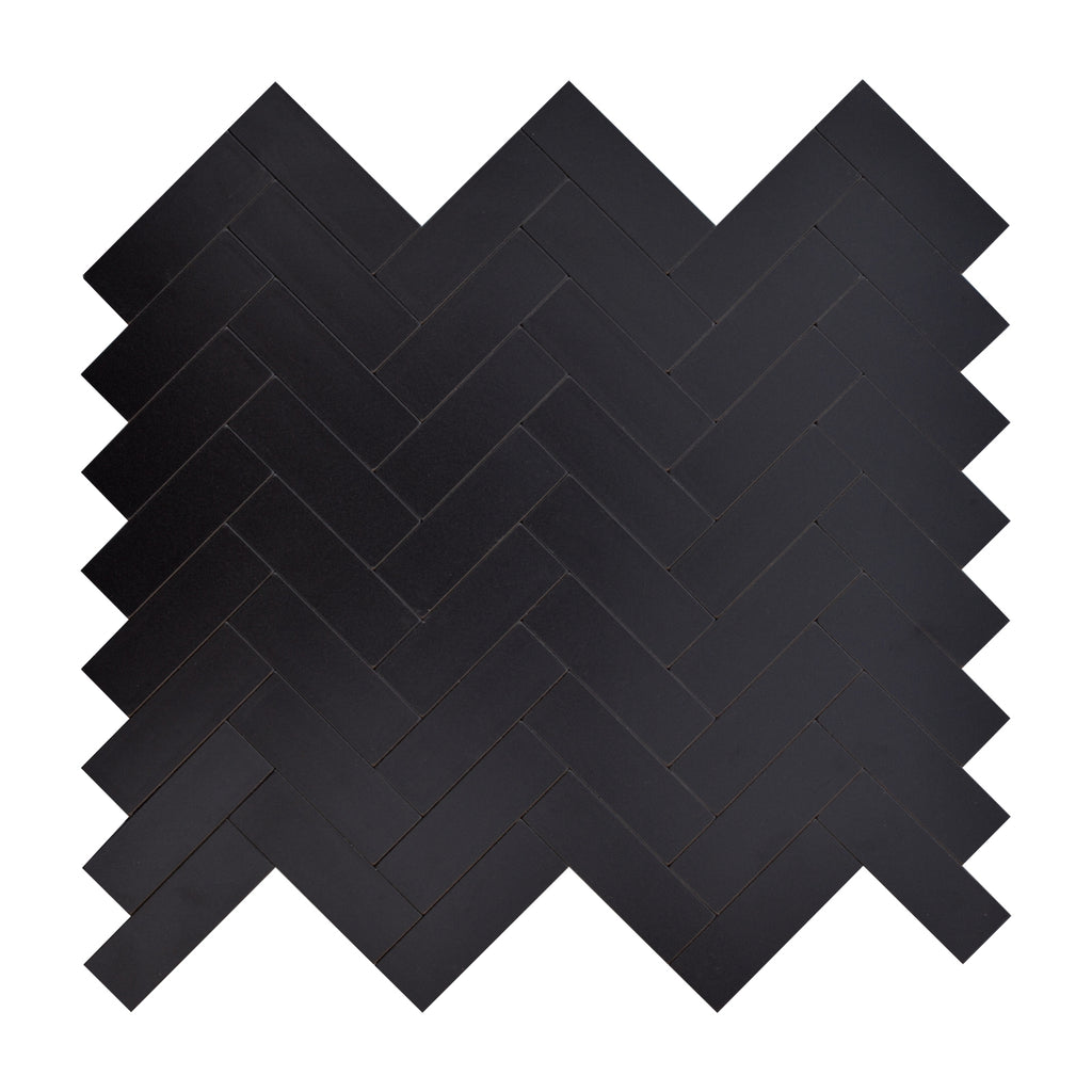 Herringbone Black Peel and Stick Backsplash Tile