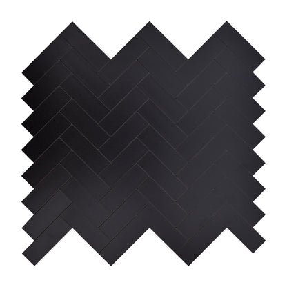 Herringbone Black Peel and Stick Backsplash Tile