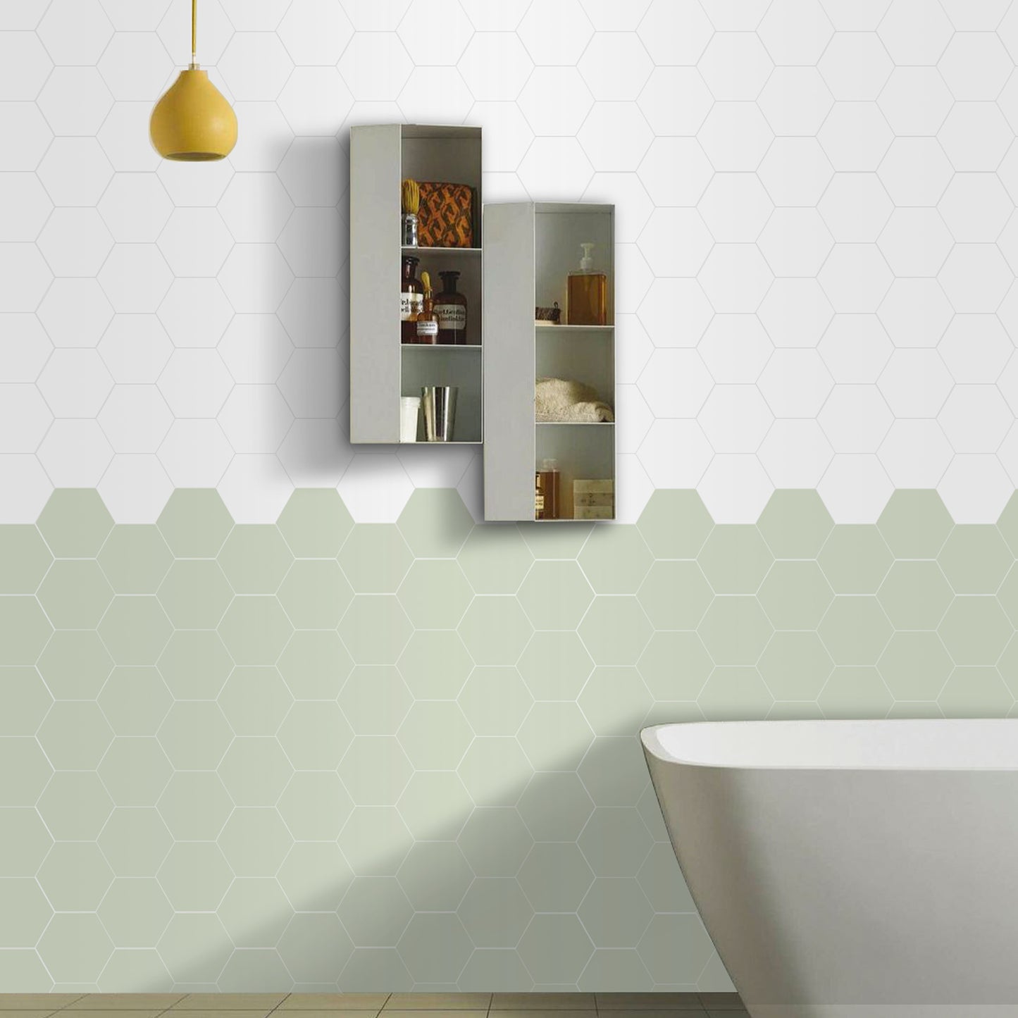 White Hexagon Peel and Stick Wall Tile