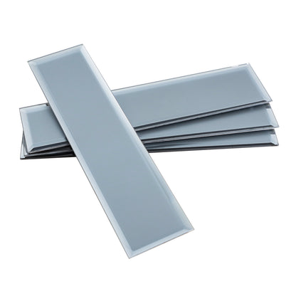 Diamond Grade Glass Mirror Beveled Subway  Peel and Stick Backsplash Wall Tile