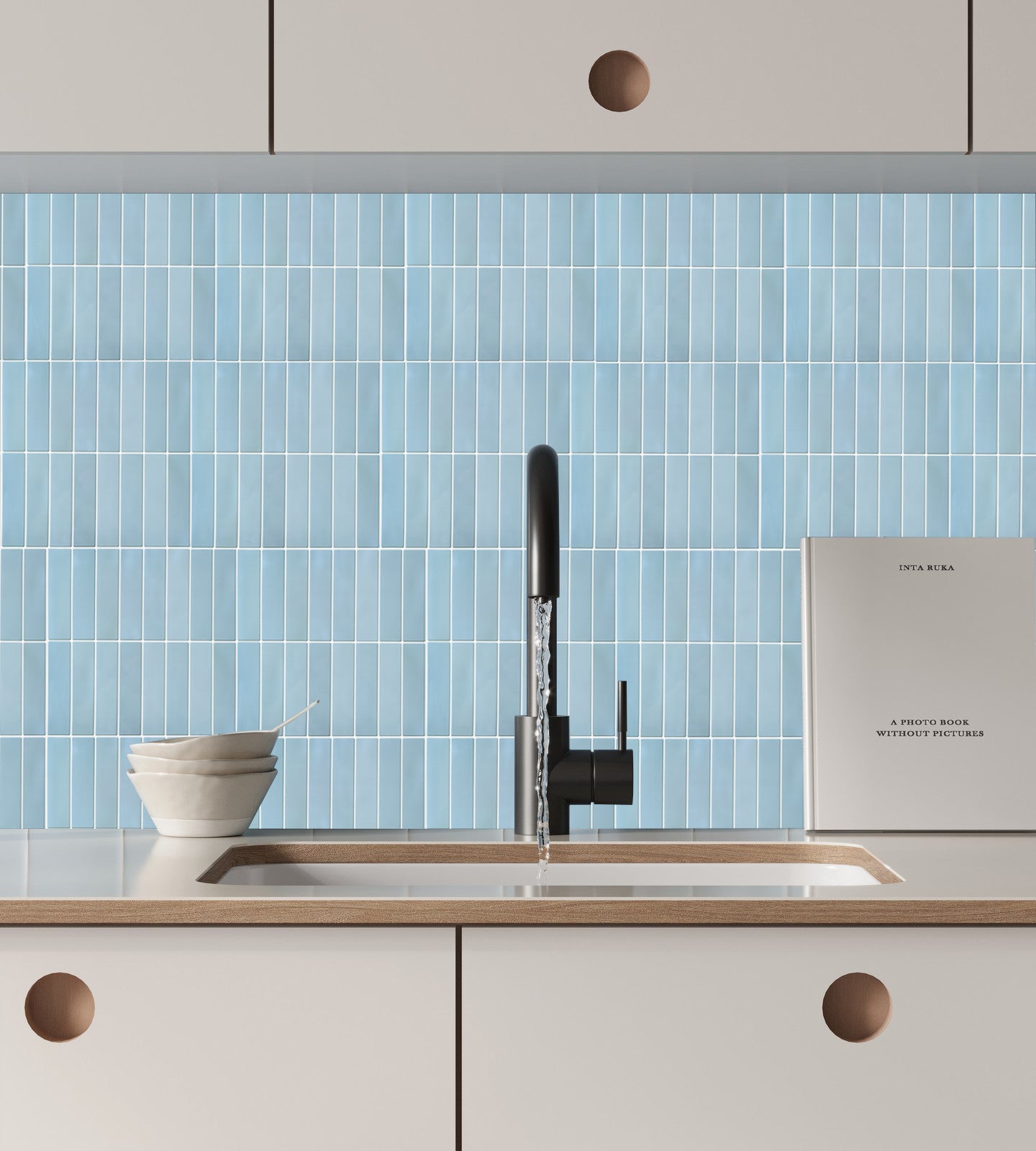 3D Blue Gradient Linear Peel and Stick Wall Tile
