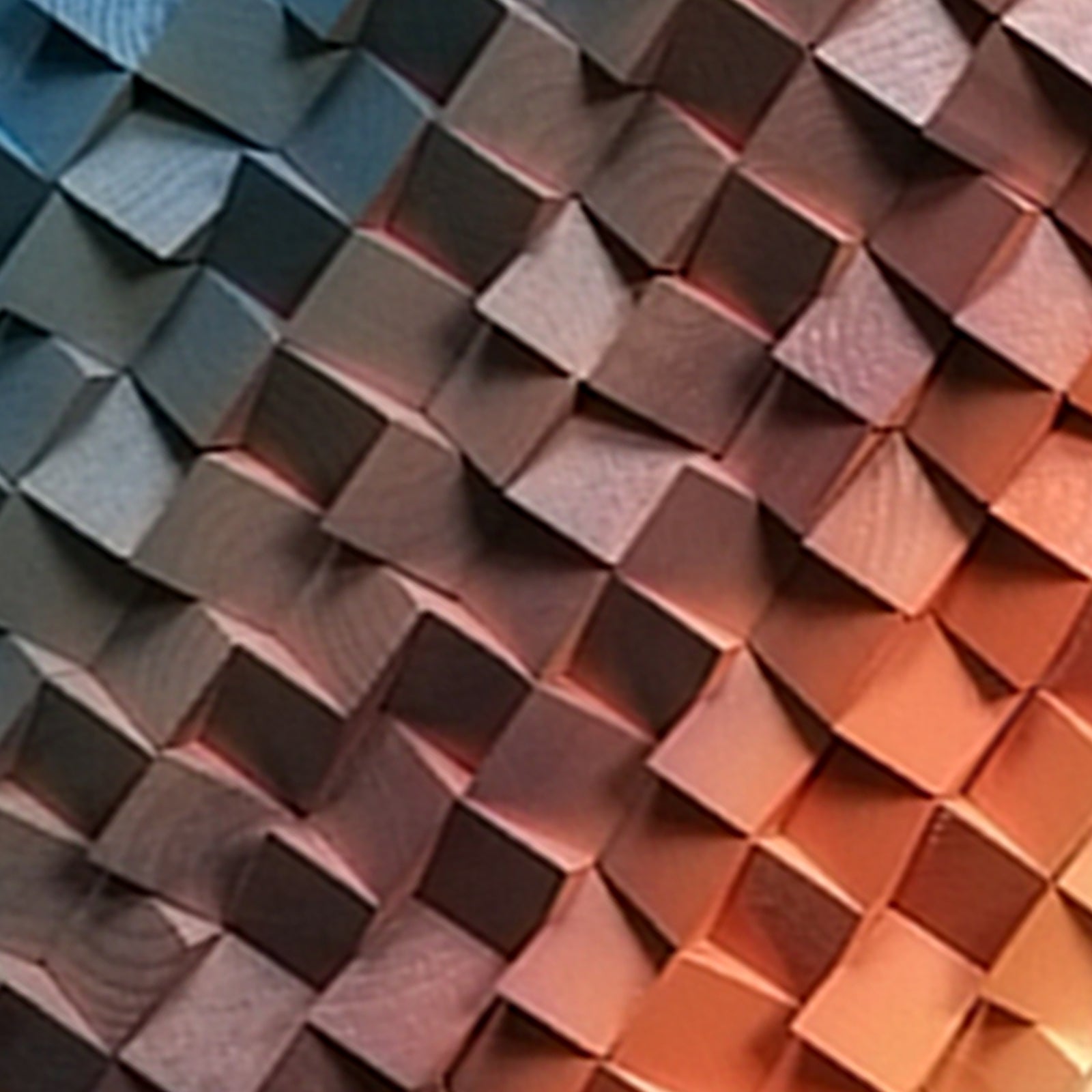 Geometric Acoustic Wood Wall Art – Blue Soundproof Panel for Modern Decor