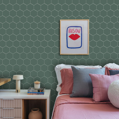 Olive Green Hexagon Peel and Stick Wall Tile