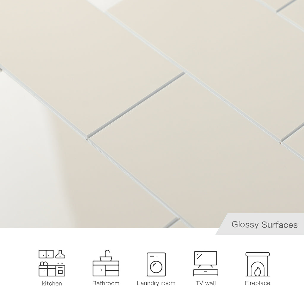 3D Glossy Beige Subway Peel and Stick Wall Tile