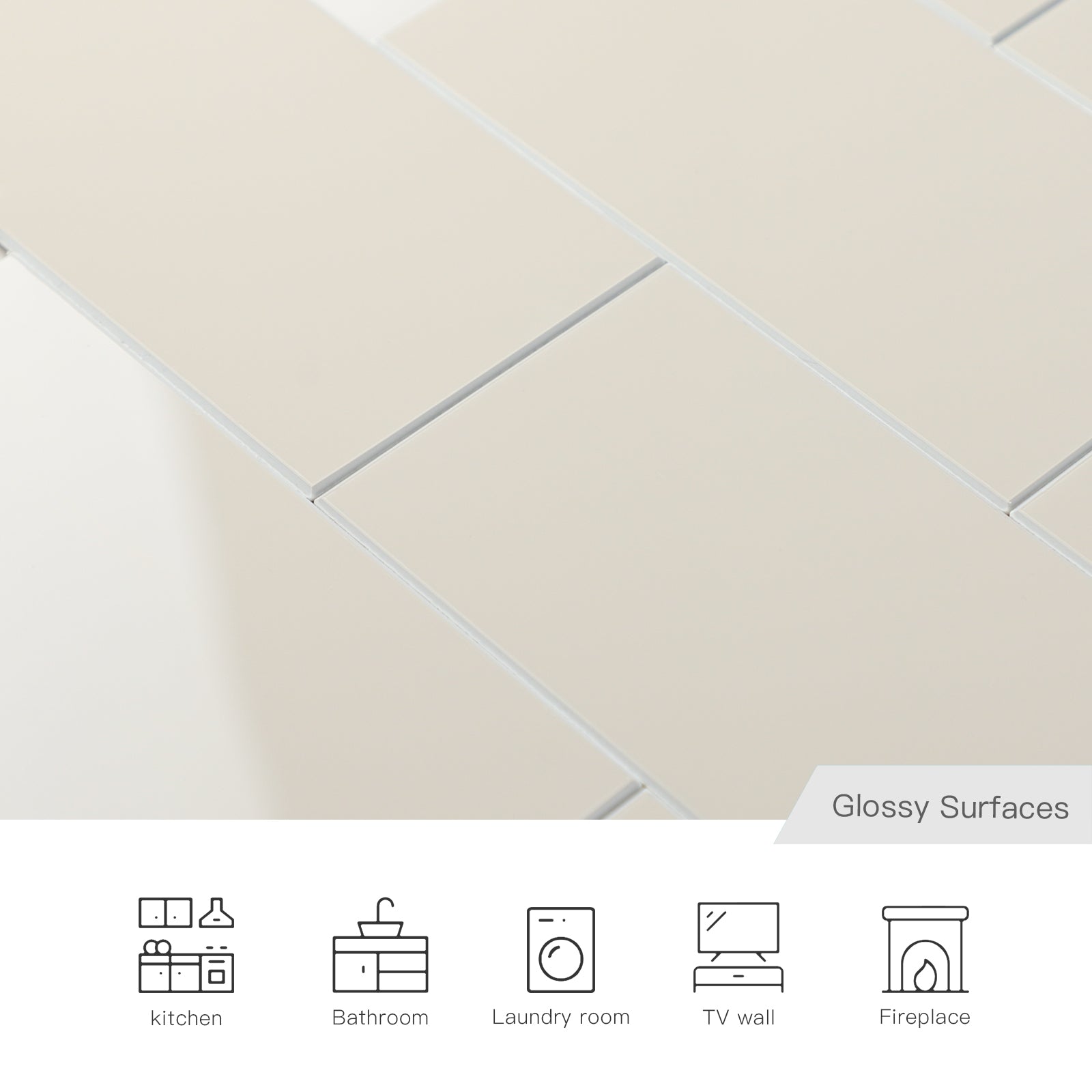 3D Glossy Beige Subway Peel and Stick Wall Tile