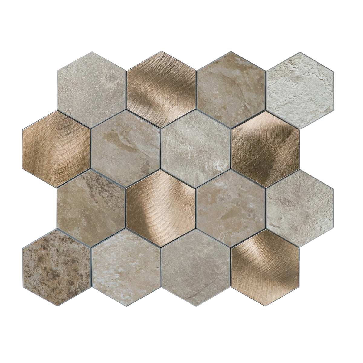 Stone Hexagon Peel and Stick Backsplash Tile for Kitchen, Bathroom & Fireplace