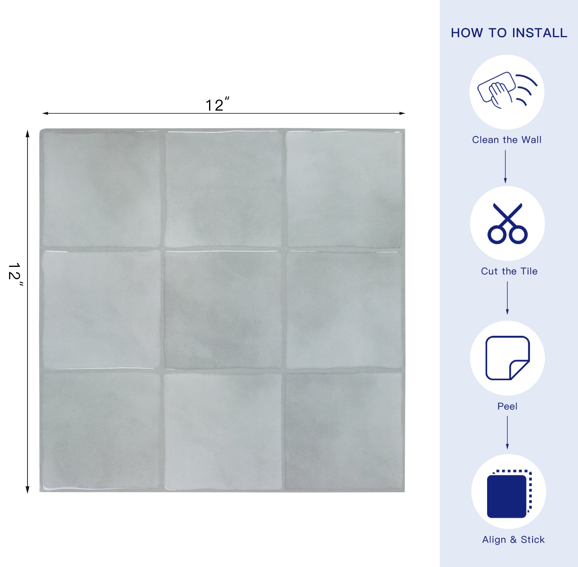 3D Gray Faux Spanish Handmade Peel and Stick Backsplash Wall Tile