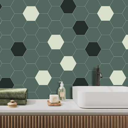 Olive Green Hexagon Peel and Stick Wall Tile
