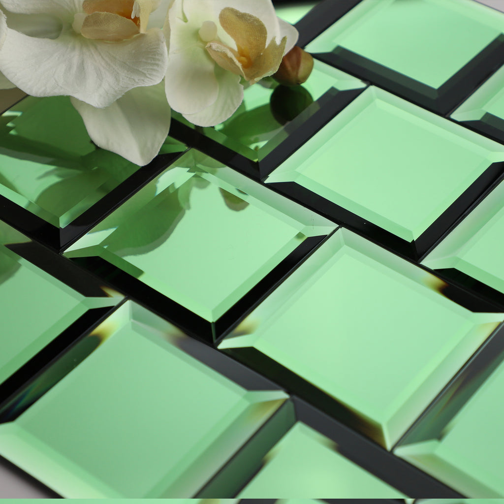 Diamond Grade Glass Mirror Beveled Subway  Peel and Stick Backsplash Wall Tile