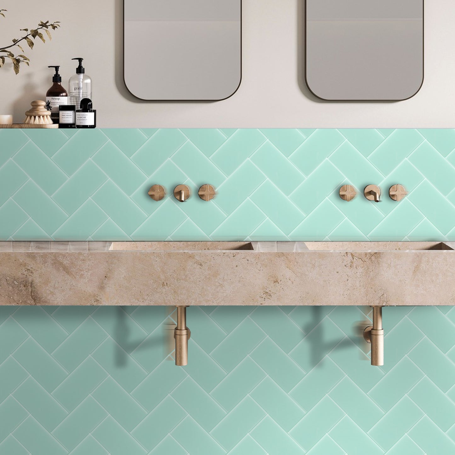 Blue Peel and Stick Backsplash Wall Tile