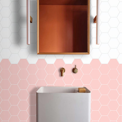 White Hexagon Peel and Stick Wall Tile