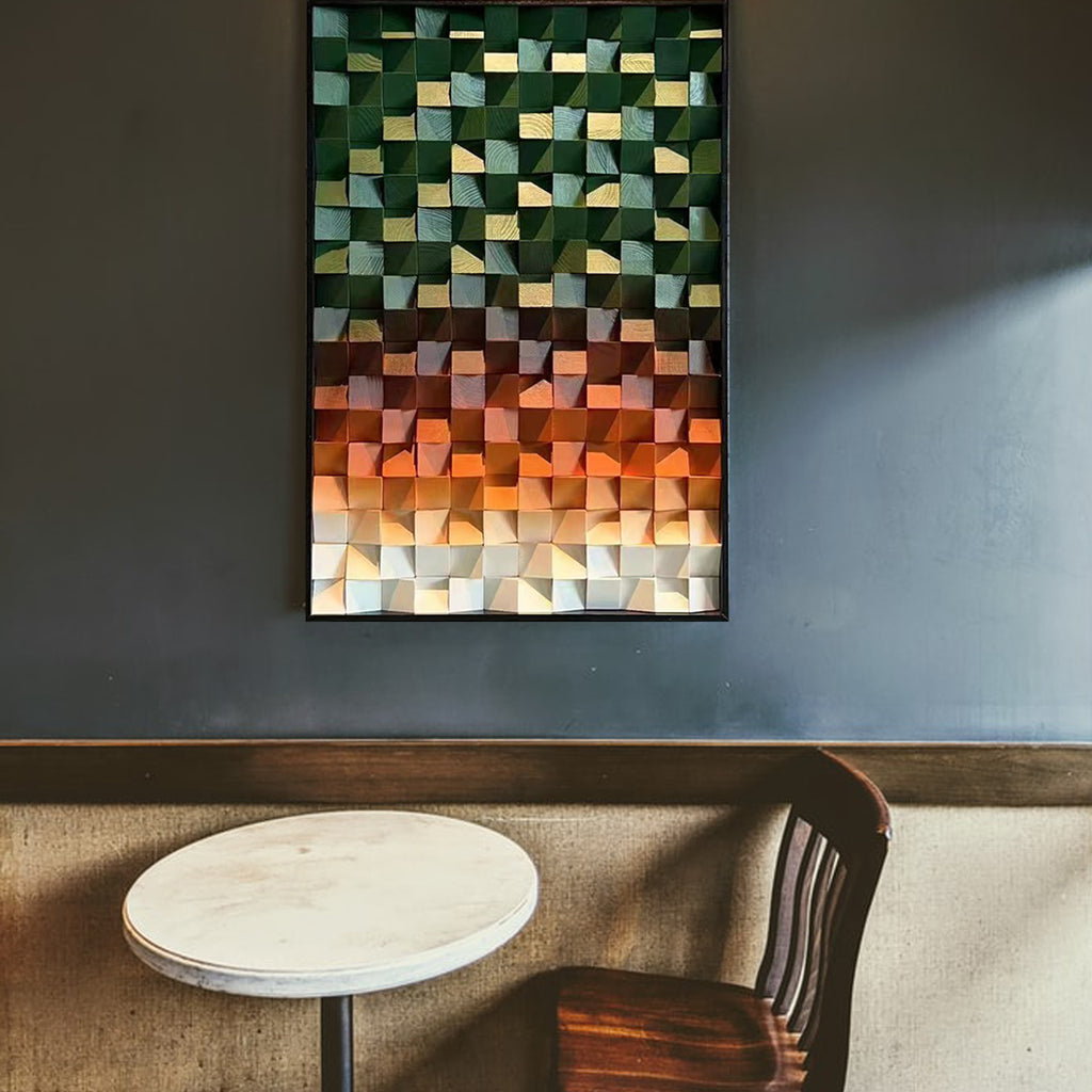 Geometric Acoustic Panel Wood  Wall Art-Green