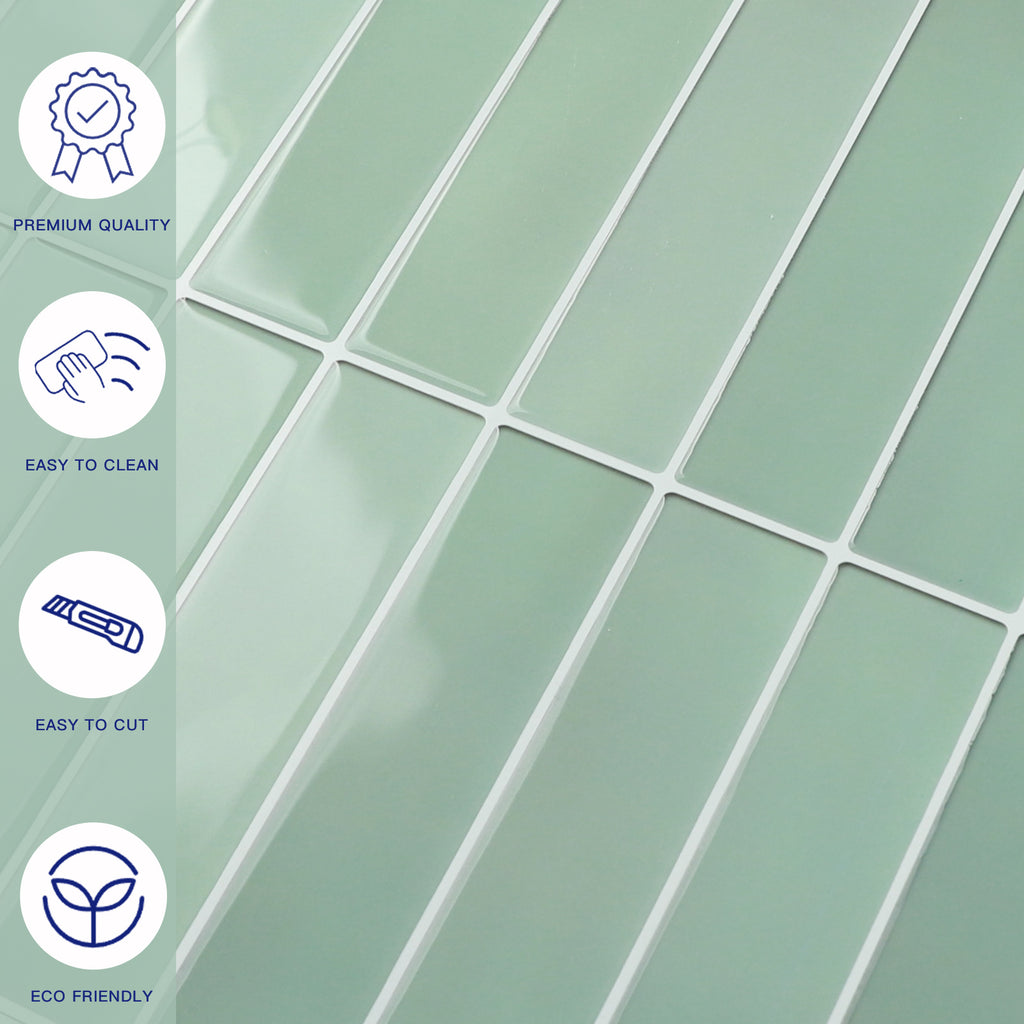 3D Green Gradient Linear Peel and Stick Wall Tile