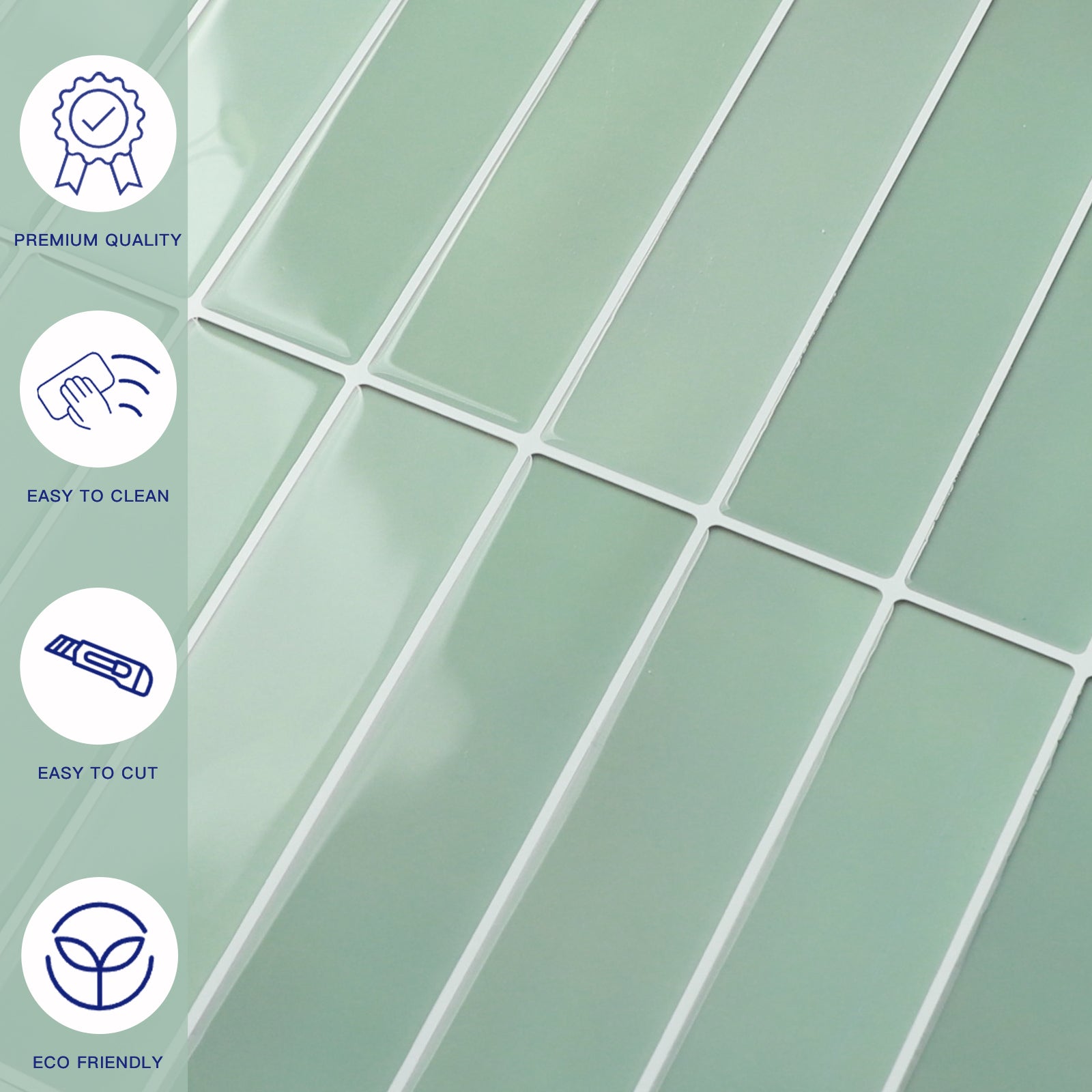 3D Green Gradient Linear Peel and Stick Wall Tile