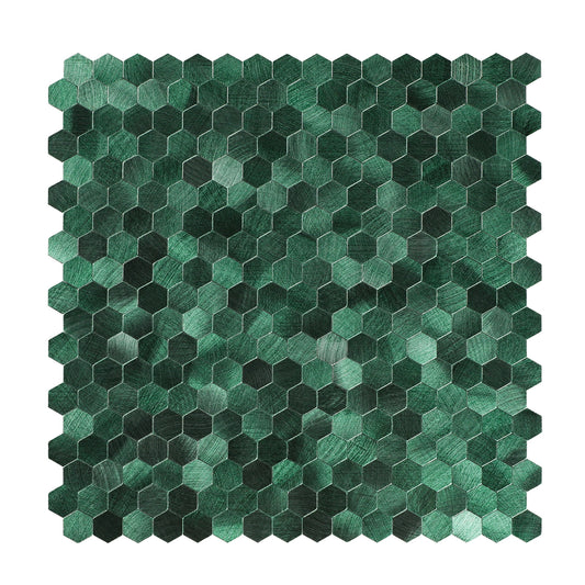 Peel and Stick Green Hexagon Metal  Wall Tile – DIY Kitchen Backsplash Wall Panels