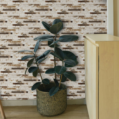 Miscasa Peel and Stick Backsplash – Amber Stone Texture Wall Tiles（12-Sheet）