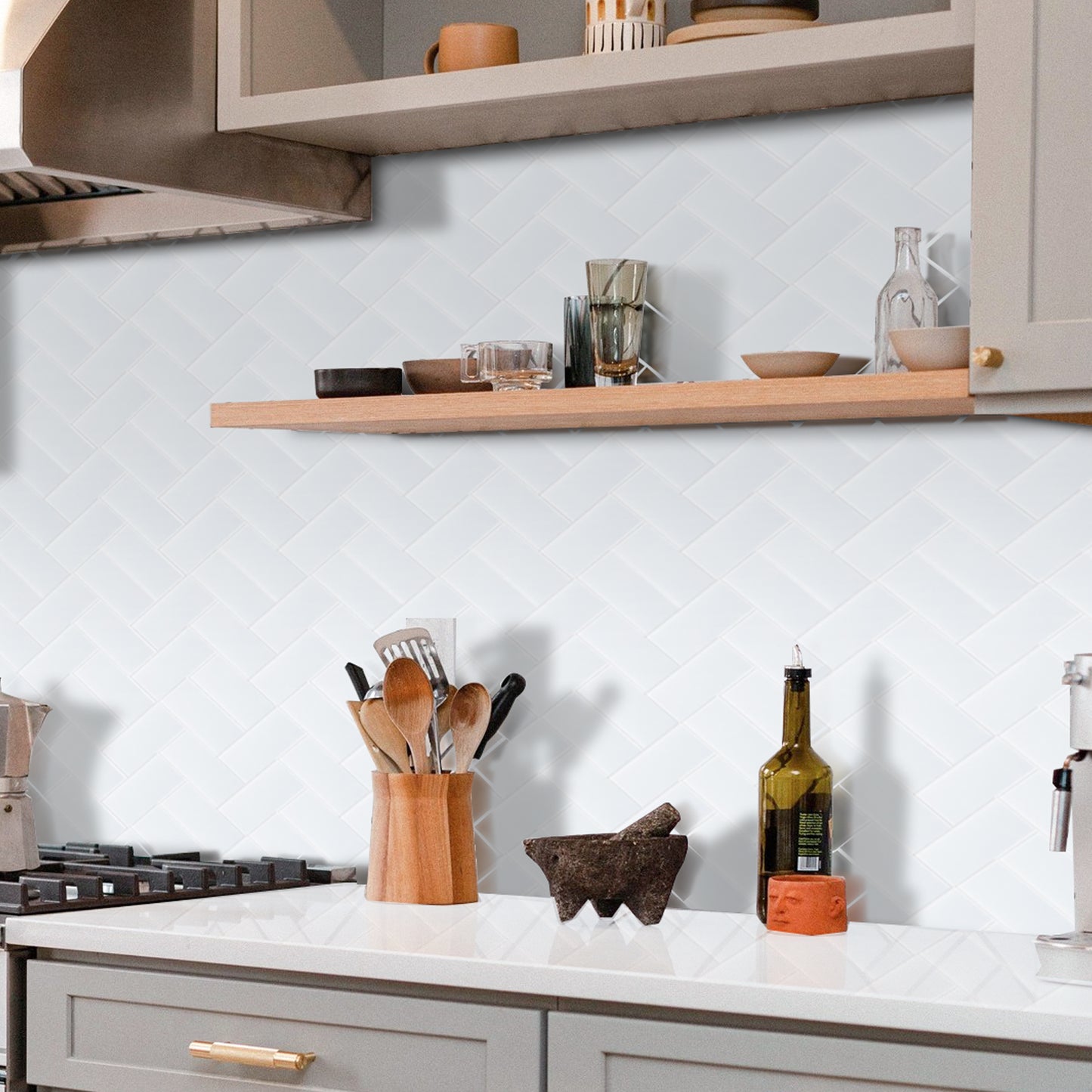 White Peel and Stick Backsplash Wall Tile