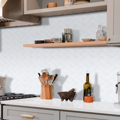 White Peel and Stick Backsplash Wall Tile