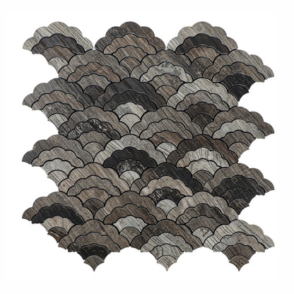 Wood Cloud-Shaped Peel and Stick Backsplash Wall Tile
