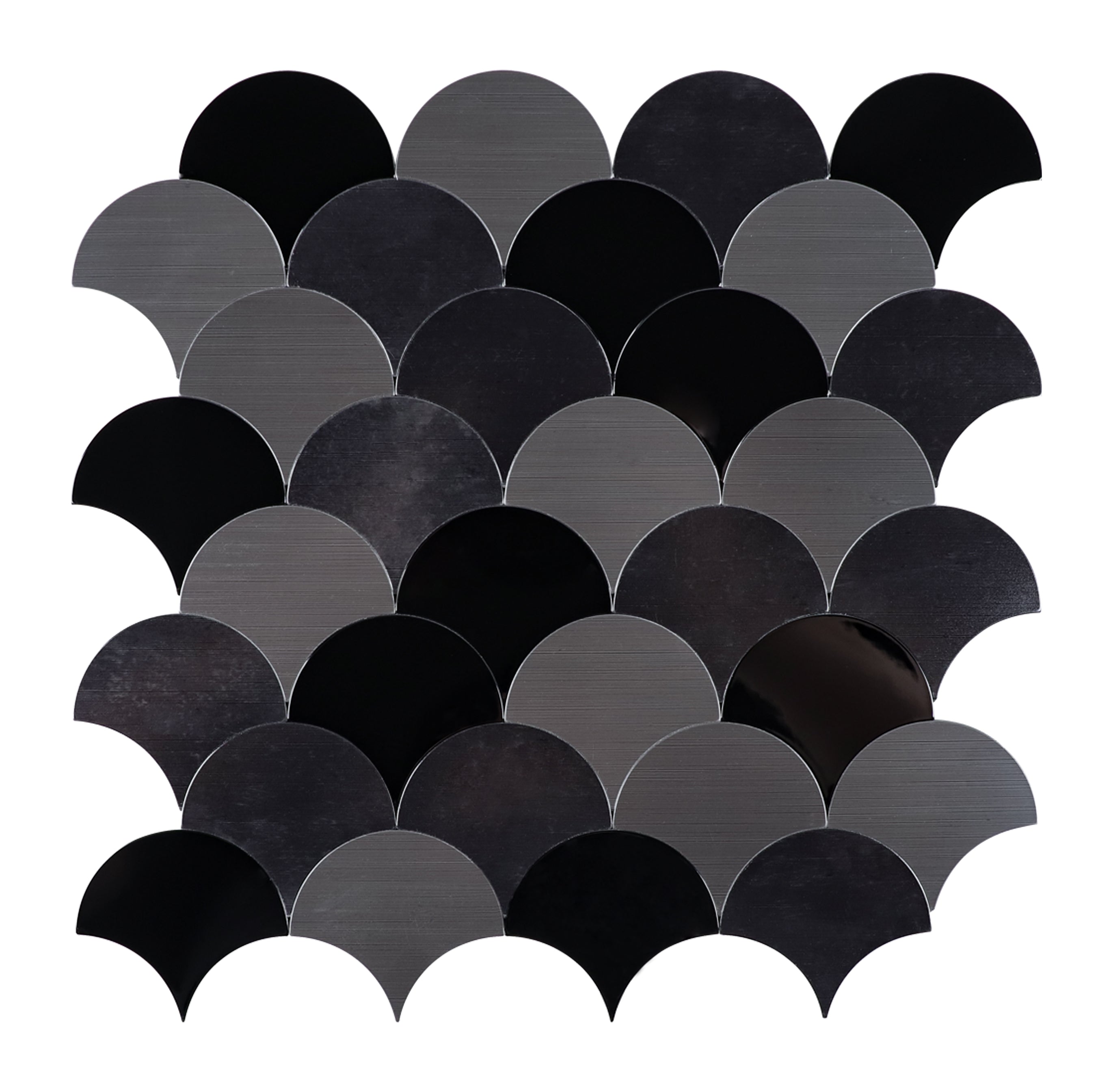Fish Scale Black  Peel and Stick Backsplash Wall Tile