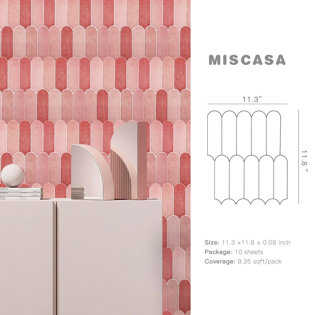 Pink Fish Scale Peel and Stick Backsplash Tile - Thicker Design