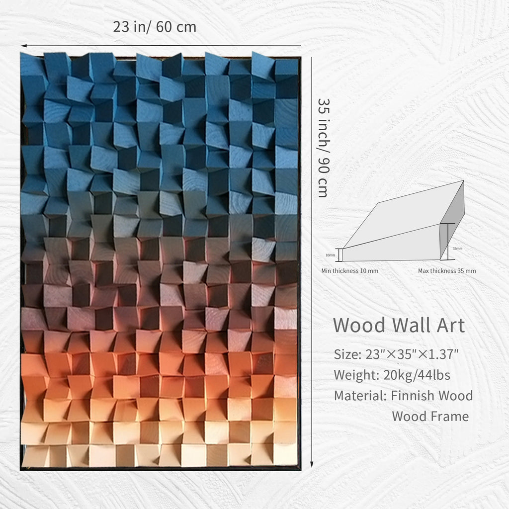 Geometric Acoustic Wood Wall Art – Blue Soundproof Panel for Modern Decor