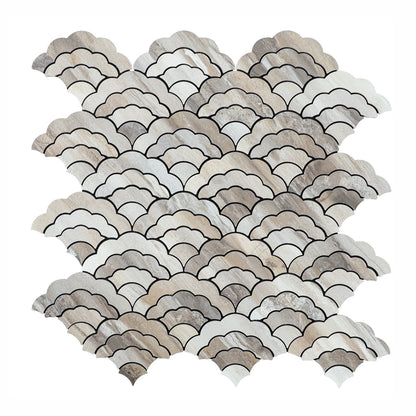 Wood Cloud-Shaped Peel and Stick Backsplash Wall Tile