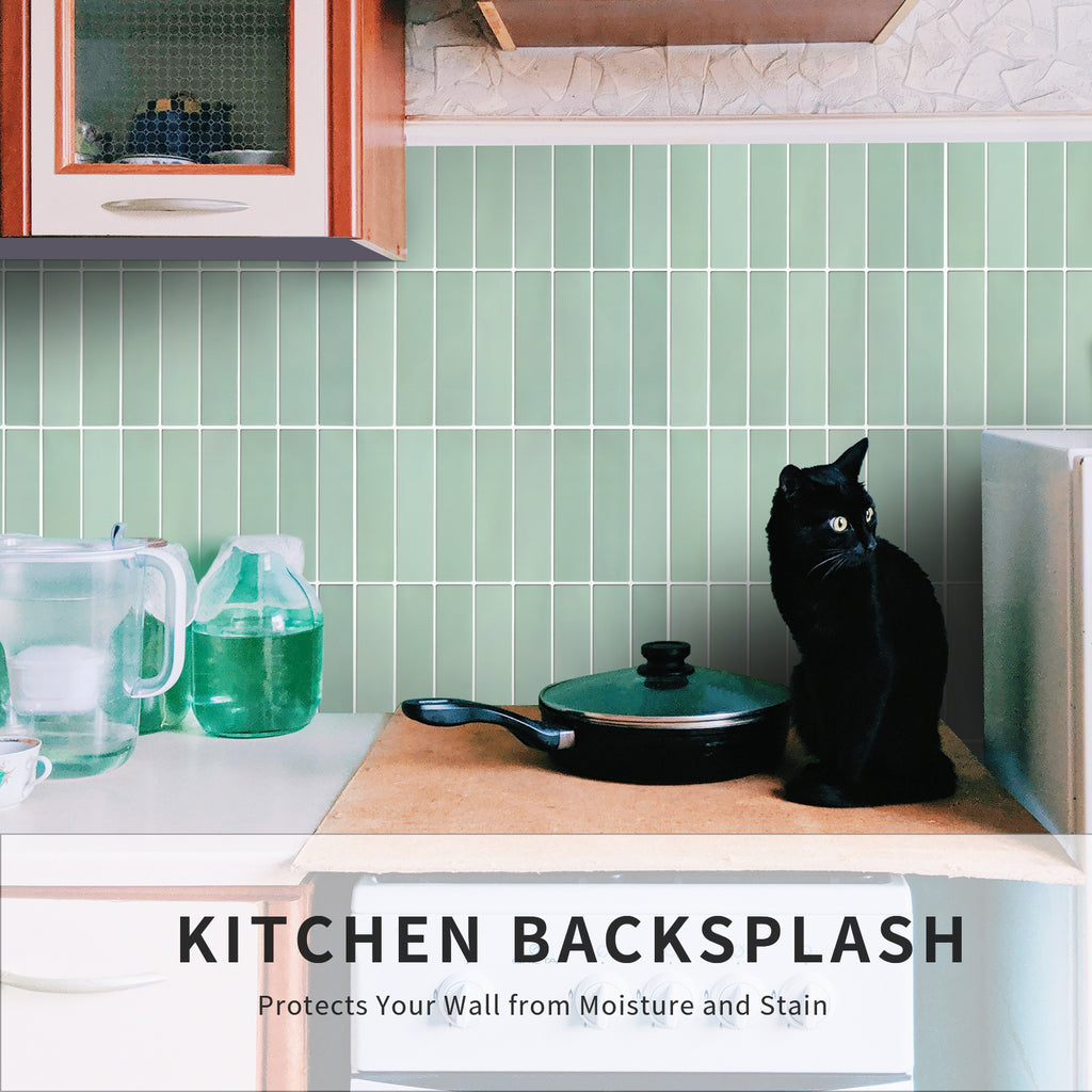 3D Green Gradient Linear Peel and Stick Wall Tile