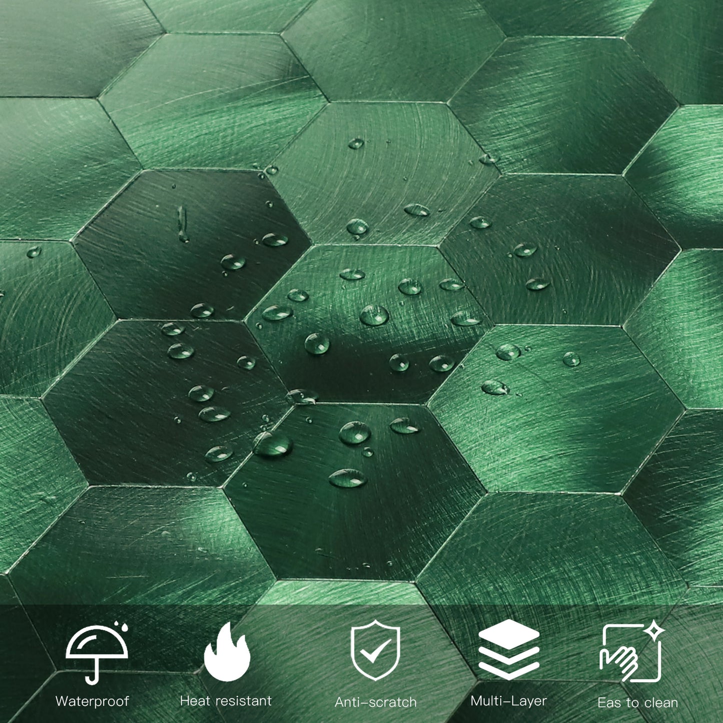 Green Hexagon Peel and Stick Metal Tile – DIY Kitchen Backsplash Wall Panels