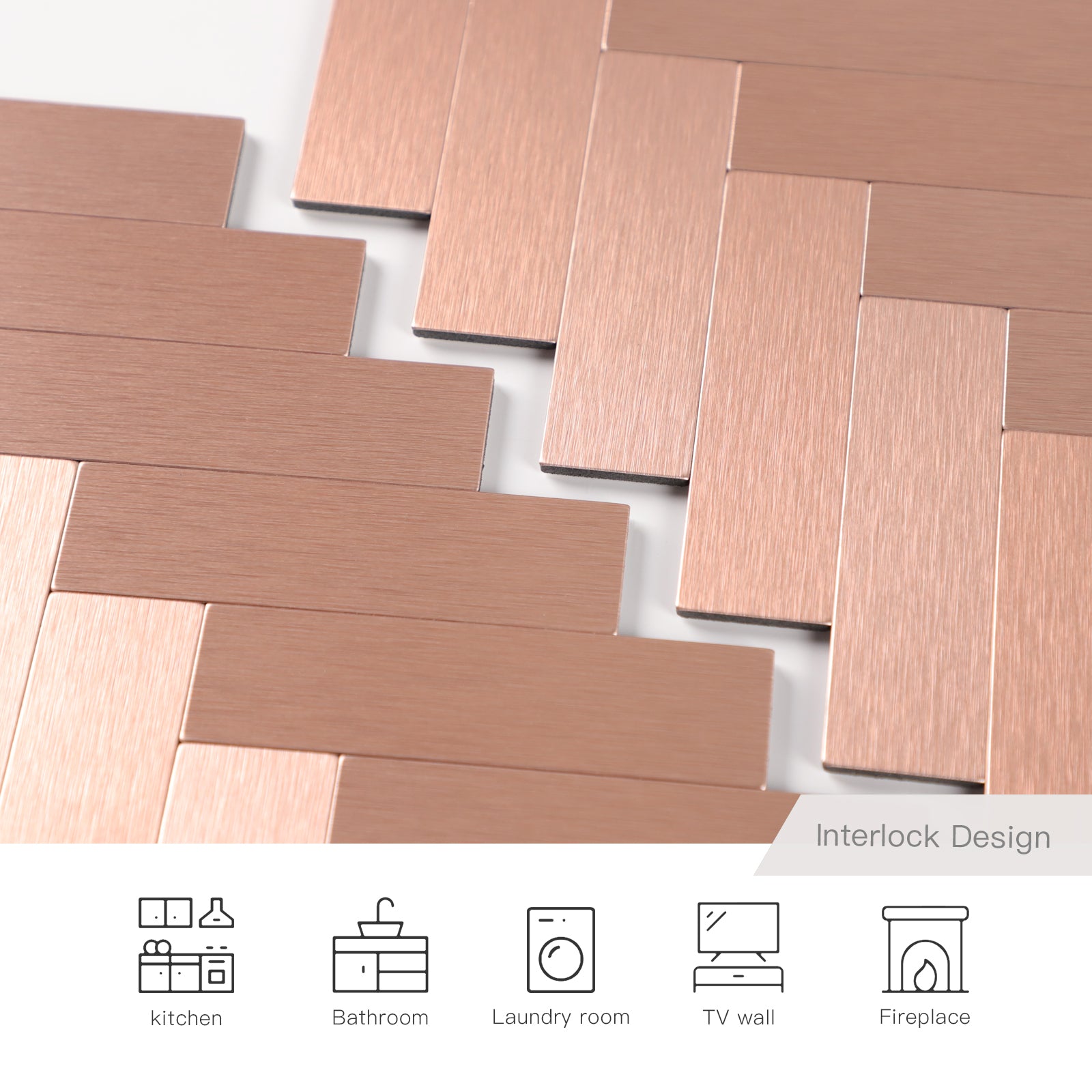 Herringbone Peel and Stick Backsplash Wall Tile
