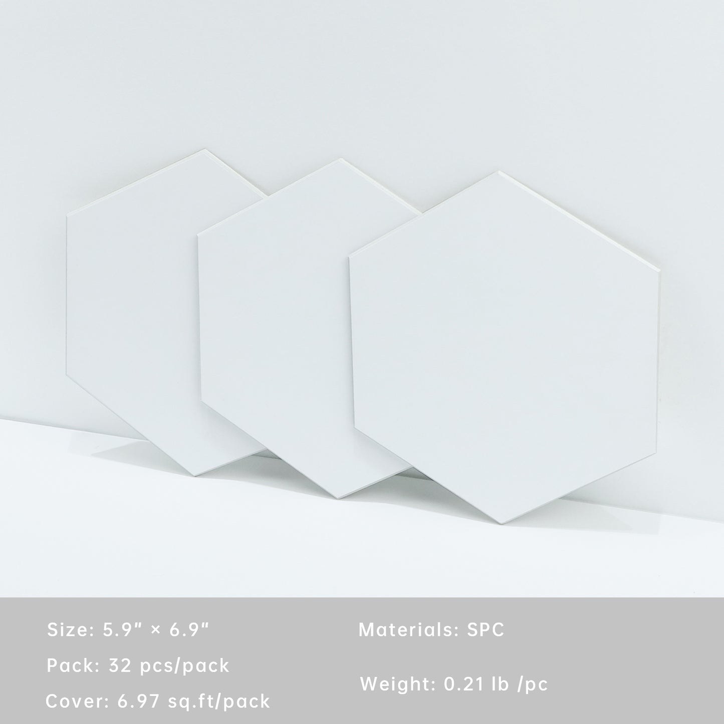 White Hexagon Peel and Stick Wall Tile
