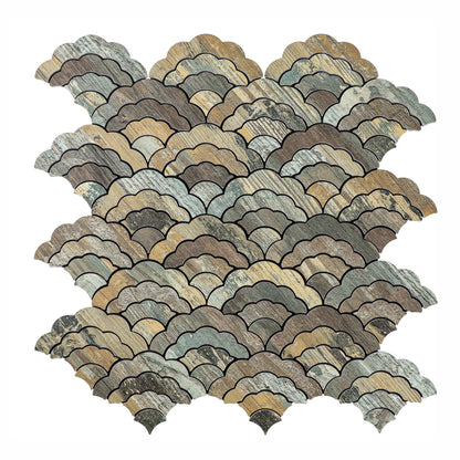 Wood Cloud-Shaped Peel and Stick Backsplash Wall Tile