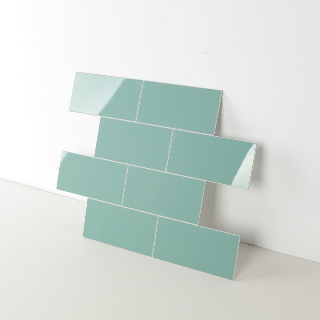 3D Glossy Green Subway Peel and Stick Wall Tile
