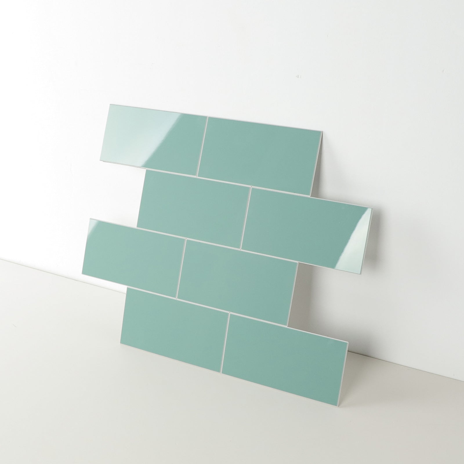 3D Glossy Green Subway Peel and Stick Wall Tile