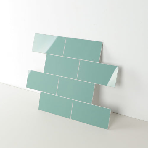 3D Glossy Green Subway Peel and Stick Wall Tile