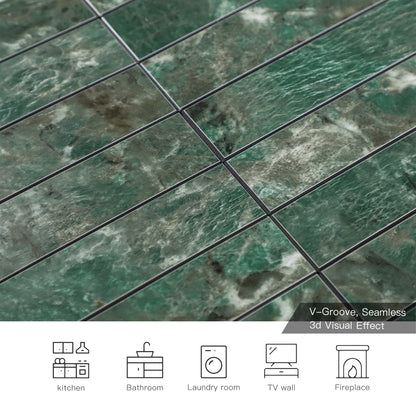 Green Marble Peel and Stick Backsplash Wall Tile