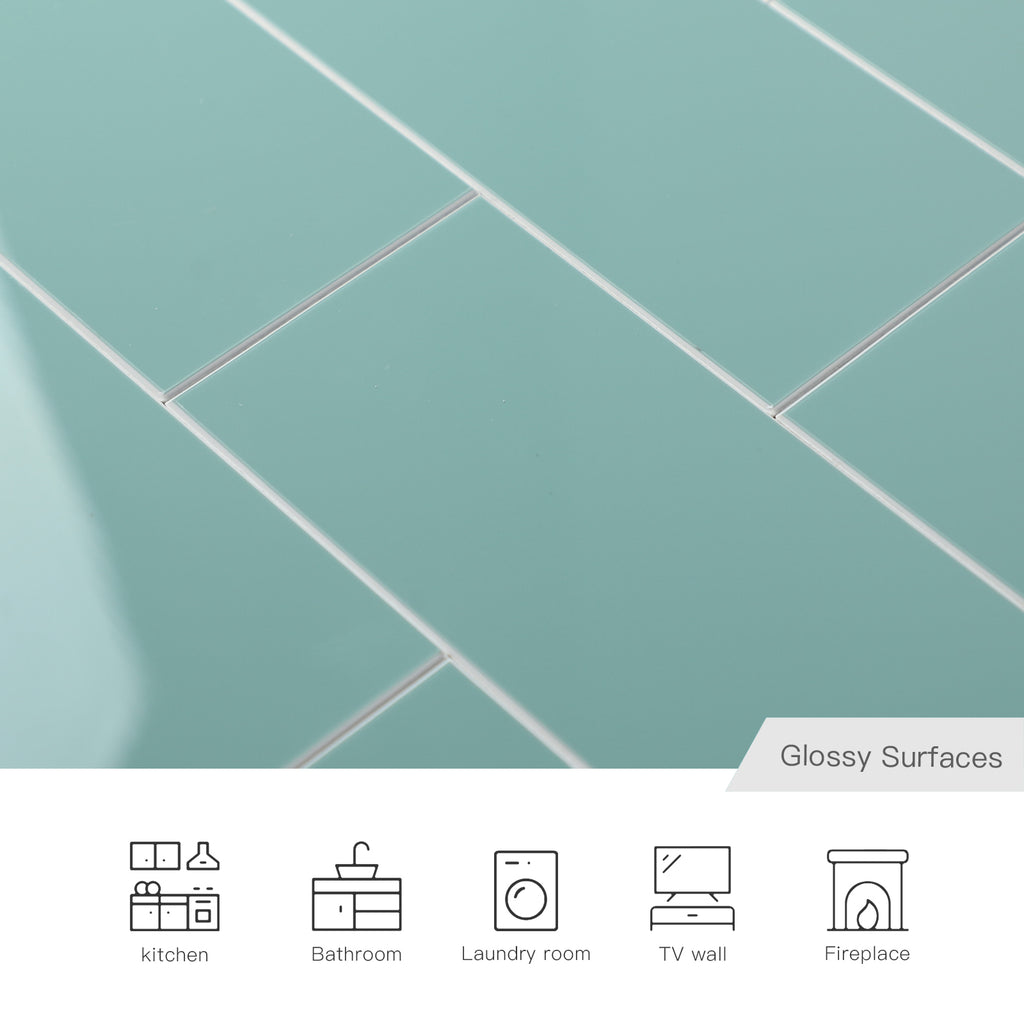3D Glossy Green Subway Peel and Stick Wall Tile