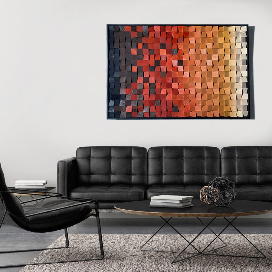 Geometric Acoustic Panel Wood  Wall Art-Sunset Glow