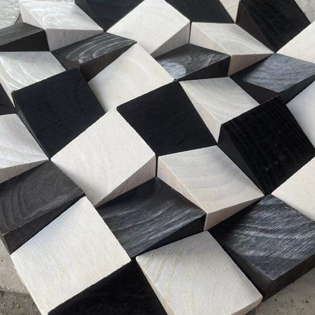 Geometric Acoustic Panel Wood Mosaic Wall Art