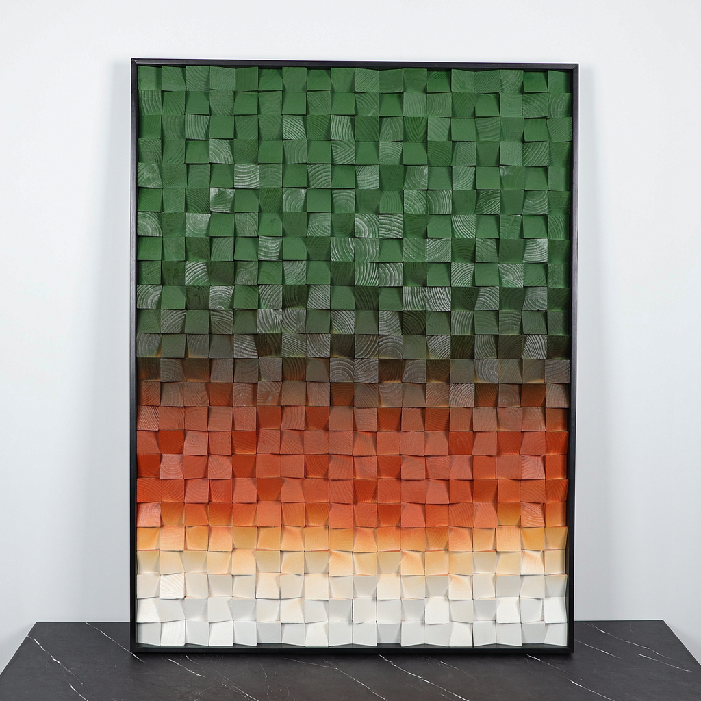 Geometric Acoustic Panel Wood  Wall Art-Green